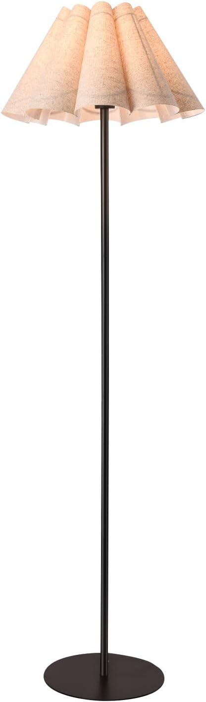 KUNJOULAM Modern Floor Lamp, Black Pole Floor Lamps, Simple Design Tall Lamp with Beige Lampshade, Standing Lamp for Living Room, Bedroom, Office, Home (Without Bulb)