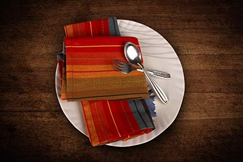 Urban Villa Kitchen Towels, Cuisine Stripes,Premium Quality,100% Cotton Dish Towels,Mitered Corners,Ultra Soft (Size: 20X30 Inch), Red Multi, Highly Absorbent Bar Towels & Tea Towels - (Set of 3)