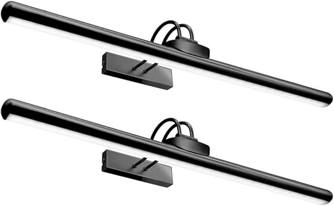 26" Wireless Picture Lights, Rechargeable Battery Art Display Light with Remote Control, Dimmable/Timer Off Dartboard Light, 3 Lighting Modes Full Metal Painting Display Lights (Black-2 Pack)