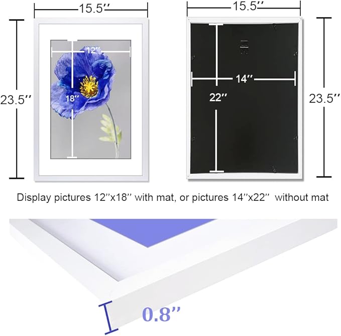 VNVNK 14x22 Frame White, Perfect for 14x22 Inch Picture without Mat or 12x18 Inch Picture with Mat, Home Wall Decor Picture Frame-1 PCS