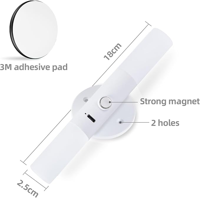 LED Motion Sensor Lights Battery Operated Wall Sconces Rechargeable Wireless Picture Art Light Magnetic 360° Rotation Corner Lamps for Gallery Stairway Vanity Living Room Bedroom(1pc)