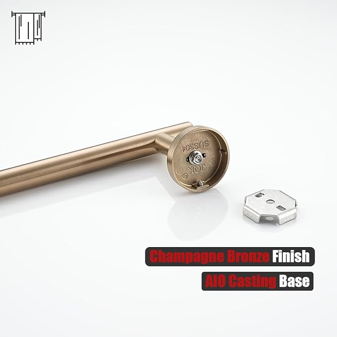 JQK Champagne Bronze Bath Towel Bar, 33 Inch 304 Stainless Steel Thicken 0.8mm Towel Rack Bathroom, Towel Holder Wall Mount, Useable Length 30 Inch, TB110L30-CB