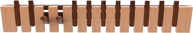 Wall Mounted Piano Key Hanger | Flip Style Hook | Entrance Wall Art Hook, Made of Oak Wood (3 Times Painted, 4 Times Polished) (Walnut-Beech, 12Hooks)