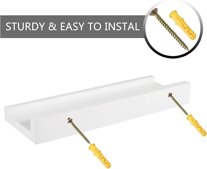 12 Inch Floating Shelves Wall Mounted, Solid Wood Wall Shelves for Decor and Storage, Picture Ledge Shelf for Bedroom/Bathroom/Living Room/Kitchen/Laundry Room, White Color, 12*4*1.5, 1 Pack