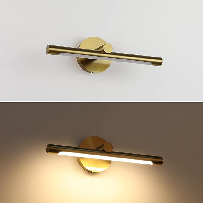 JUSHENG Picture Lights for Wall Gold Hard-Wired Connection Gallery Light Dimmable Modern LED Picture Light Artwork Light 16.33'' Inch 7W Warm White