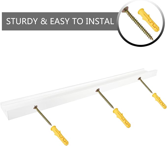 36 Inch Floating Shelves Wall Mounted, Solid Wood Wall Shelves for Decor and Storage, Picture Ledge Shelf for Bedroom/Bathroom/Living Room/Kitchen/Laundry Room, White Color, 36*4*1.5, 1 Pack