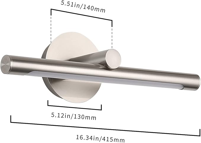 JUSHENG Modern LED Picture Light 16.33" Inch, Metal Wired Gallery Light Wall Mount Picture Light for Paintings Art Lighting Accent Lamps, 7W (45W Eqv.), 3000K Warm White 560Lm, Brushed Nickel