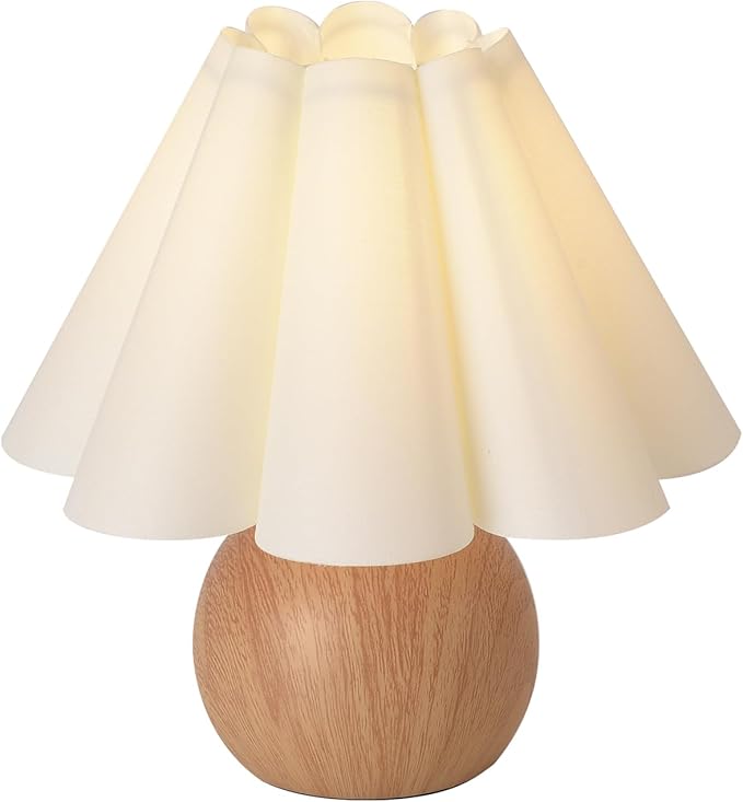 KUNJOULAM Cute Small Table Lamp, Modern Bedside Nightstand Lamp with Fabric Lampshade, Metal Base for Bedroom Home Office Decor (Without Buld)