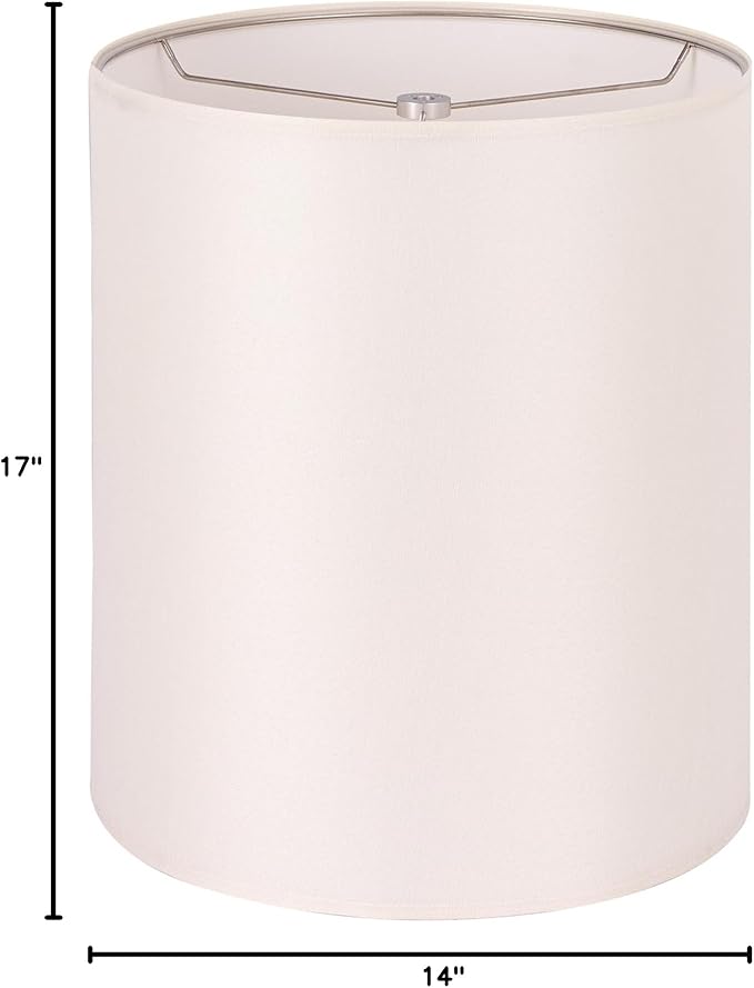 Wellmet CreamWhite 14"x14"x17" inches Lampshade, Required Assembly for Table Lamp, Bedside Lamp, Floor Lamp, Fabric Drum Lampshade Classic Modern Style, Metal Spider Fitter
