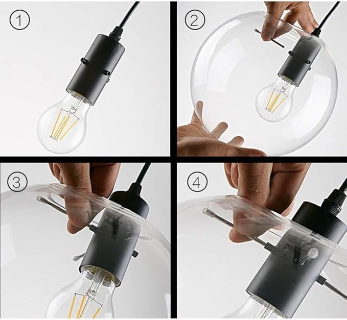 E27 Industrial Clear Glass Globe Shade Pendant Lighting Modern Kitchen LOFT Hanging Light Lamp (15cm)
