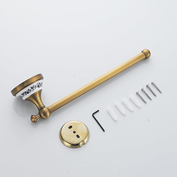 Hand Towel Bar for Bathroom Antique Bronze Brass, Rustproof Wall Mounted Towel Rack Hanger Bathroom Hardware Accessories Towel Holder,Porcelain Design