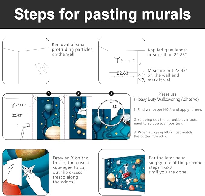 -Kindergarten Children Galactic Planet Fabric Wallpaper Living Room Bedroom Boys Girls Children Cartoon Astronauts Large Mural- 160"x108"( not Peel and Stick)