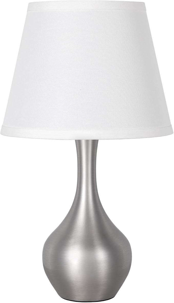 Seealle Touch Table Lamp for Bedroom, 3-Way Dimmable Small Bedside Lamps for Night Stands with Wires, Silver Desk Lamp for Kids Room, Office, Living Room, End Table(LED Bulb Included)