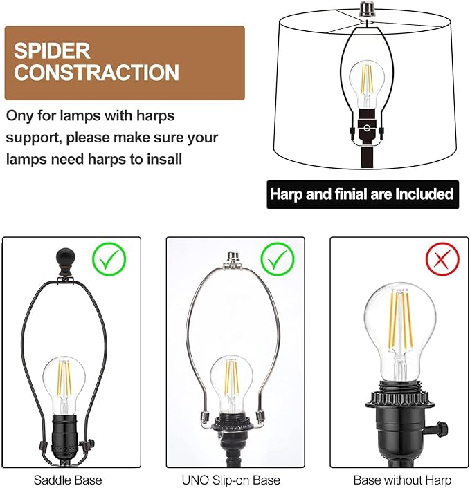 Lamp Shades Set of 2, Drum Lampshade 10 Inches Height, Lampshades for Table Lamp, Floor Lamp, Pendant Light, Grey Lampshades,Harp Holder Included