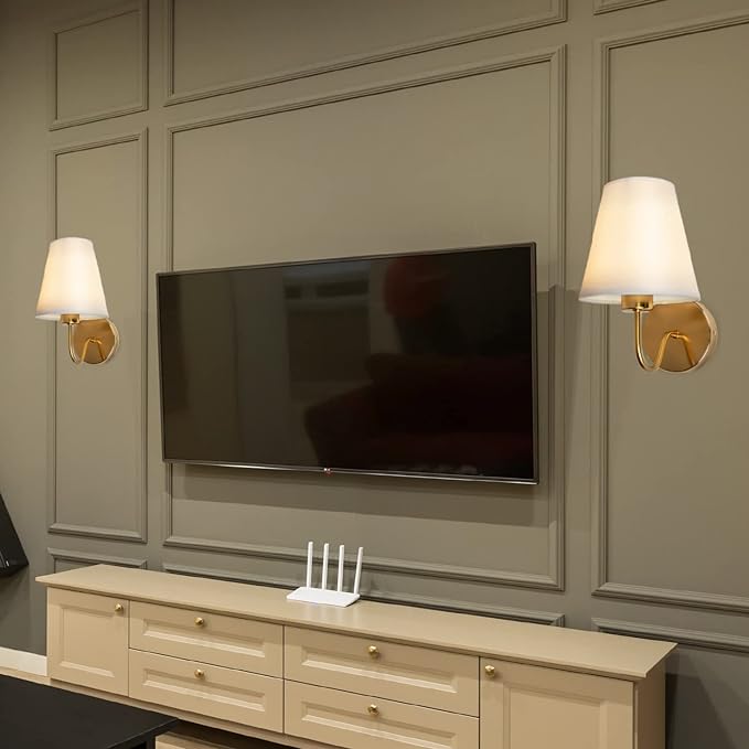 Adust Antique Brass Wall Sconces Lighting Fixture, E26 Industrial Vintage Gold Wall Light Set of 2 Pack Wall Lamp Bathroom Decor for Bedroom Living Room, Brass Finish Sconces