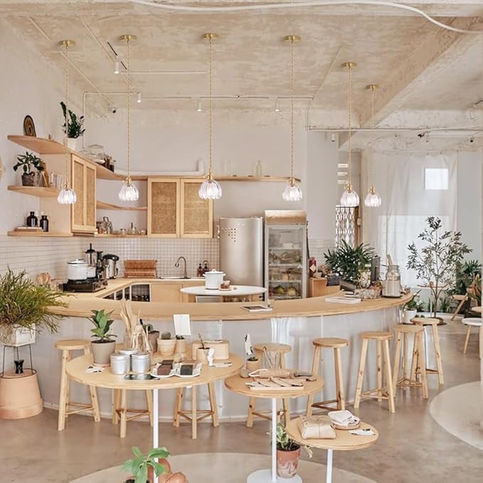 Mini Pendant Light with Clear Tulip Glass Lmapshade, Brass Vintage Pendant Light Adjustable Hanging Light for Kitchen Island Dining Room Hallway