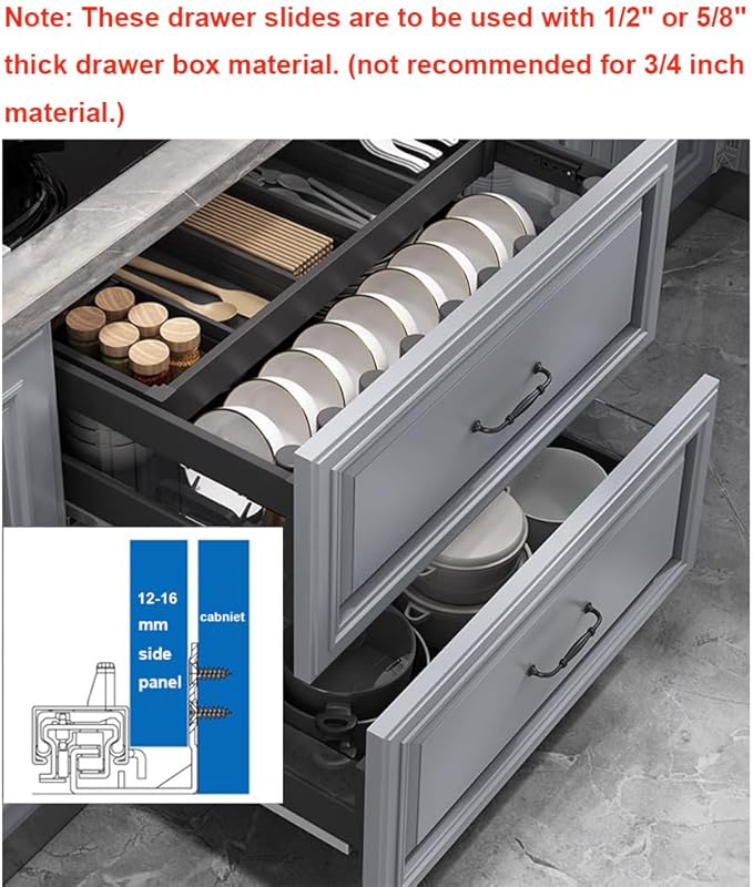 1 Pair of 24 Inch Undermount Soft Close Drawer Slides 100LB Load Capacity Full Extension Concealed Drawer Rails with 3D Locking Device