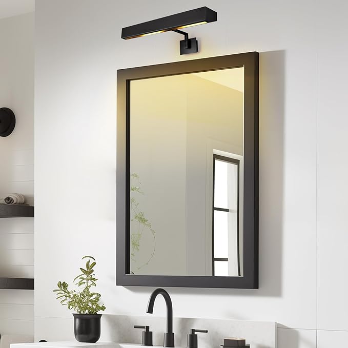 Picture Light, 24" Black Picture Lights for Wall, Bronze Art Lights Hardwired, Dimmable Gallery Light, 3000K Vanity Lights, Picture Frame Light for Bathroom Wall Sconces Artwork Poster Display