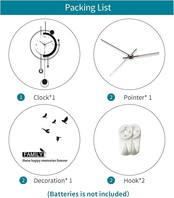 Large Wall Clocks for Living Room Decor Modern Silent Wall Clock Battery Operated Non Ticking for Bedroom Office Kitchen Home Decorative Metal Clock Wall Art Decor for Home 13x29inch