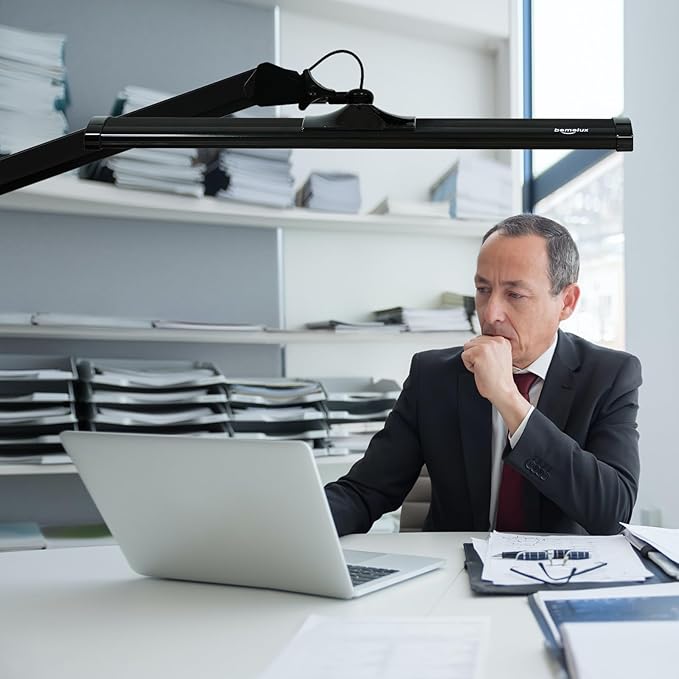 LED Architect Desk Lamp, 4500 Lumens, Dimmable, Metal Swing Arm, 5 Color Temperatures, 50W, Ideal for Task Work, Drafting, Reading, Clamp-on Office Table Lamp with 684 Bright LEDs (Black, CCT)