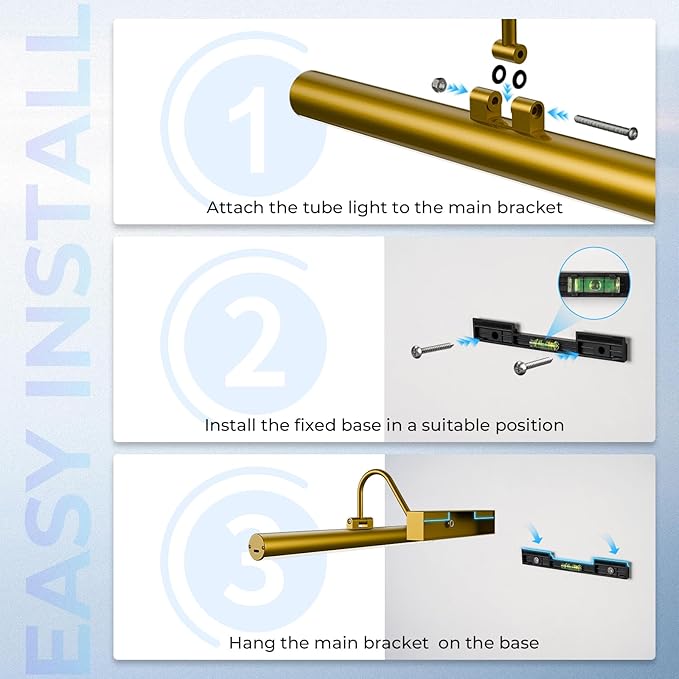 Cordless Picture Light for Wall, Battery Operated Art Light with 3CCT Dimmable, 5200mAh Battery Wall Sconce with Remote & Timer, 13in LED for Paintings, Gallery Artwrok, Picture Display - Golden