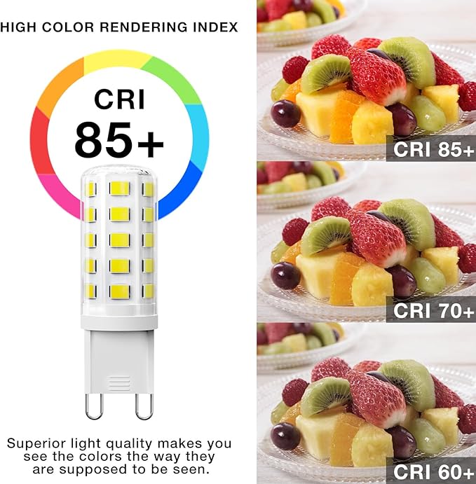 DAYBEETER 12 Pack Dimmable G9 LED Bulb 4W (40 Watt Equivalent), 6000K Daylight White, G9 Halogen Bulb T4 G9 Bi-pin Base Light Bulbs for Chandelier,120V 450LM 360 Beam Angle No-Flicker G9 Bulb