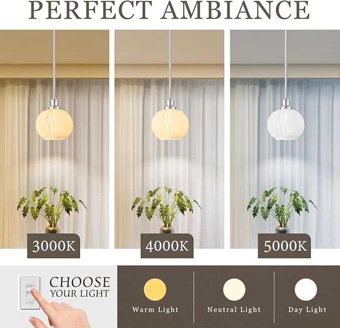 Brushed Nickel Pendant Lights Kitchen Island 2 Pack, 7.3" Milk Glass Modern Pendant Light Fixtures with Rods, Globe Hanging Lighting for Kitchen Sink Bathroom Dining Room, E26 Base