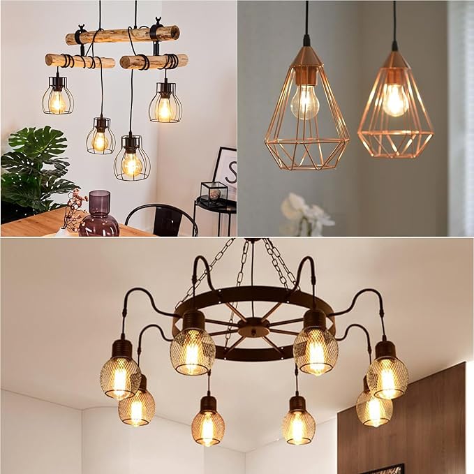 MorningLight 6 Pack Vintage A19 LED Edison Bulbs 60W Equivalent, 6W 2700K Warm White Dimmable Light Bulbs, A19 Antique Filament LED Bulbs for Farmhouse Pendant, Sputnik Chandelier, 600LM