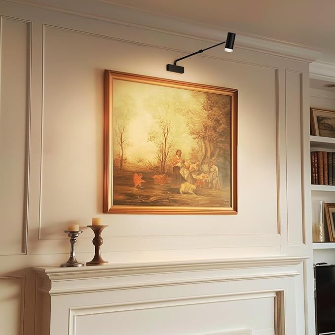 PESUTEN Battery Operated Picture Light, Adjustable Length Wireless Art Light for Paintings CCT Dimmable Rechargeable Picture Light with Remote Control for Gallery Reading Dartboard Bathroom