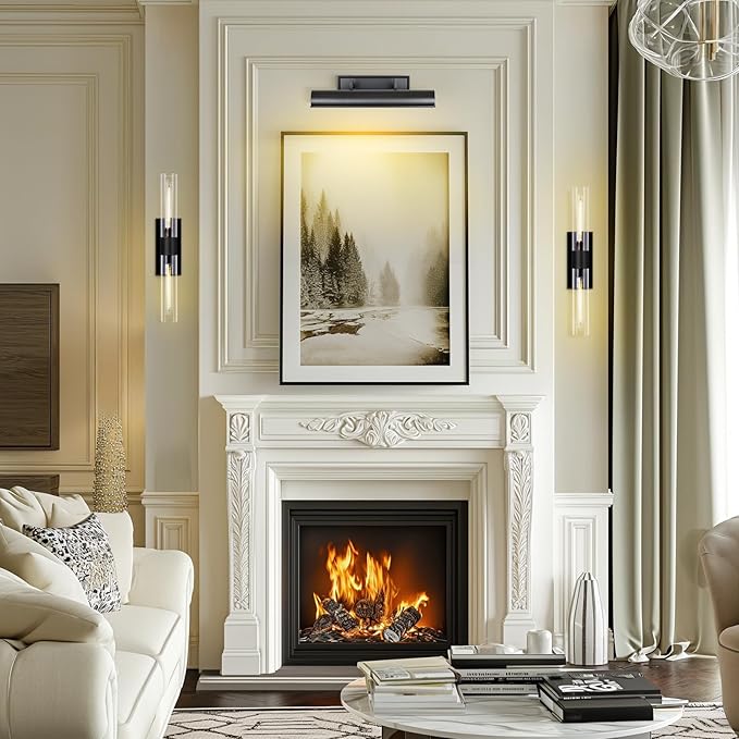 Picture Light for Wall 18" Black Picture Lights Hardwired 3-Light Bronze Picture Frame Light Dimmable Art Gallery Light Accent Lighting Bathroom Wall Sconce for Artwork Poster Display