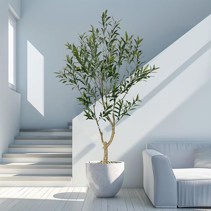 Artificial Tree Faux Olive Tree 6ft(71in,1289leaves) Tall Fake Olive Plant in Pot Fake Silk Tree Faux Plants Indoor