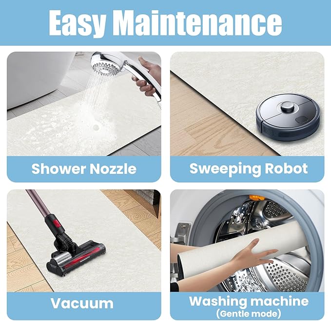 Extra Long Bathroom Rugs Diatomaceous Earth Bath mat Super Absorbent Quick Dry Non Slip Bath Mat Thin Runner Rug Fit Under Door-Shower Rug for in Front of Bathtub Shower, Beige, 23.6"x66.9"