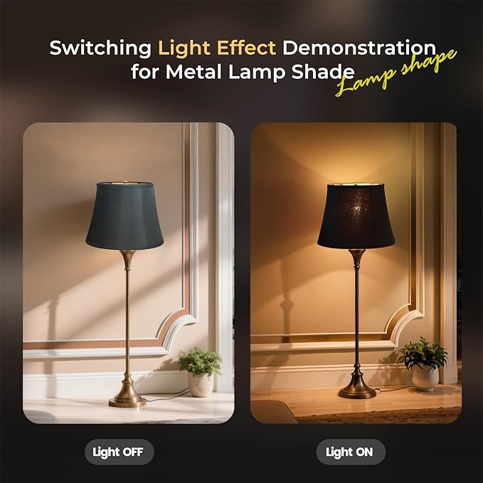 Fabric lamp shades,Lamp shades set of 2, boho lamp shade,linen lamp shade,10" Top x 14" Bottom x 10.5" High(Spider),black lampshades for floor lamps,living room lamp shades set of 2