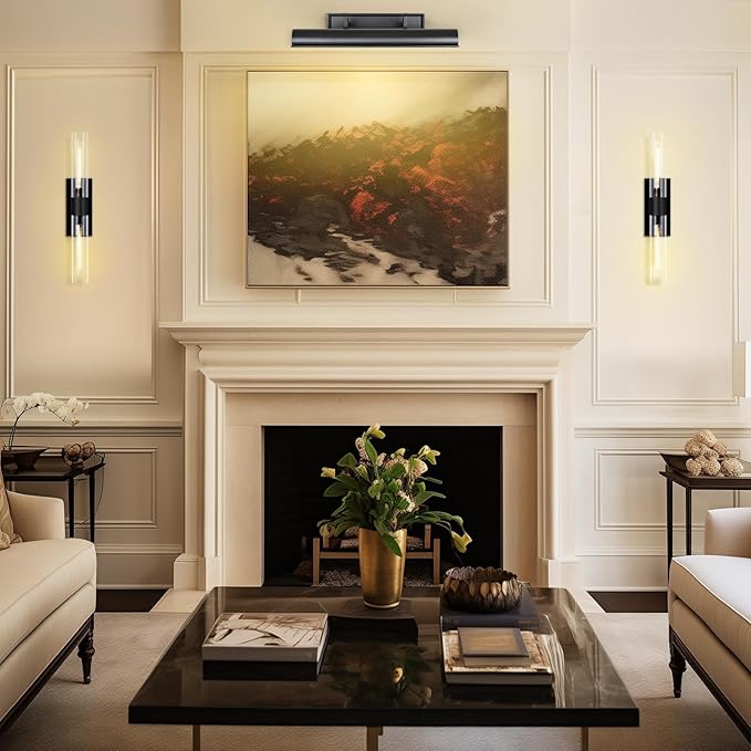 Picture Light 24" Black Picture Lights for Wall 4-Light Bronze Picture Frame Light Dimmable Art Gallery Light Accent Lighting Bathroom Wall Sconce for Artwork Poster Portrait Display