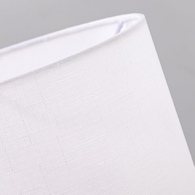 Wellmet White 6"x 6"x10" Lampshade, No Assembly Required, Classic Modern Lamp Shade for Table Lamp, Bedside Lamp, Floor Lamp, Fabric Drum Lampshade, Spider Fitter