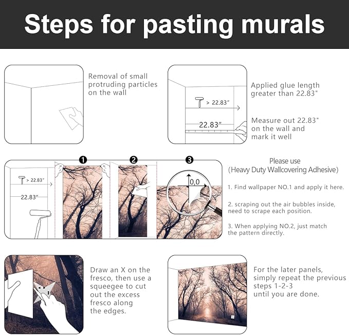 -Foggy Forest Landscapes Fabric Wallpaper Living Room Bedroom Bathroom Mountain Wall Mural- 160"x108"( not Peel and Stick)