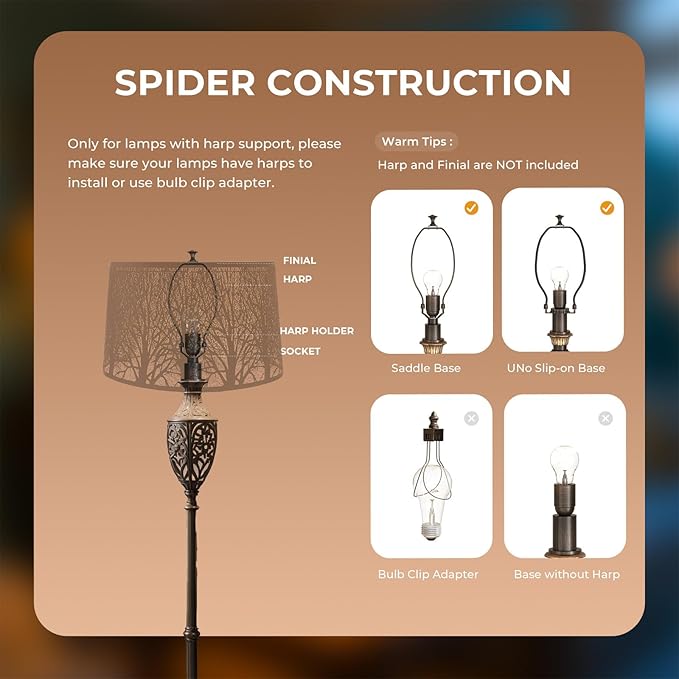 Large Oval Etched Metal Lampshade with Forest Pattern, (14×8.5)" Top x (16×10.5)" Bottom x 9.5" High, lron Cover Lamp Shade for Table Lamps, Floor Lamps Replacement (Antique Black and Gold)