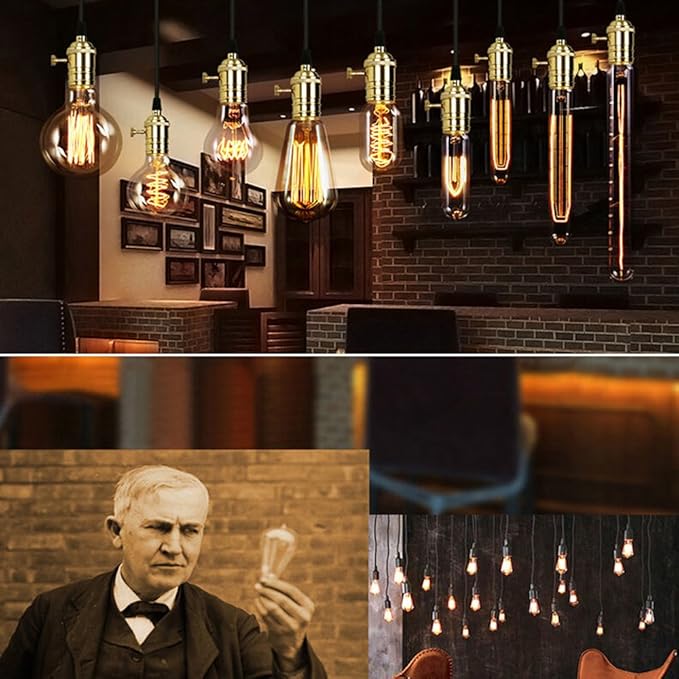 Single Vintage Bulb Cord Edison Socket lamp Plug Pendant Light with Dimmer,ZHMA Industrial DIY Lamp Holder E26/27 Base,4.5M(14.8FT) Twisted Black Cloth Cord Hanging Light Fixture(with Swith and Plug)