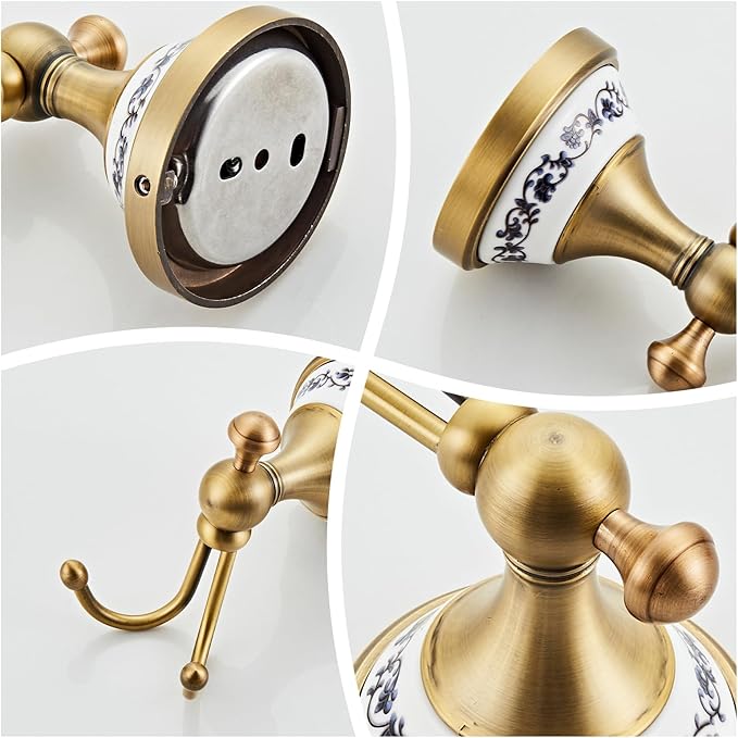 Antique Bronze Brass Bath Towel Hooks Wall Mounted Bathroom Clothes Hook,Antique Brass Horn Shape Curved Towel Hooks YIGUANXIN