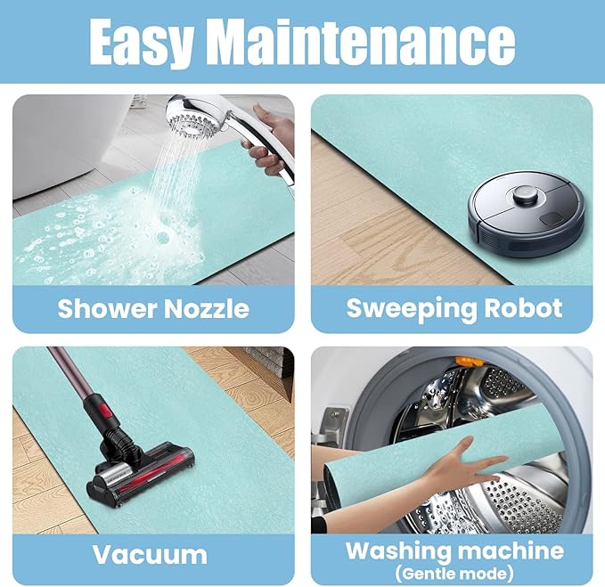 Extra Long Bathroom Rugs Diatomaceous Earth Bath mat Super Absorbent Quick Dry Non Slip Bath Mat Thin Runner Rug Fit Under Door-Shower Rug for in Front of Bathtub Shower, Green, 23.6"x66.9"