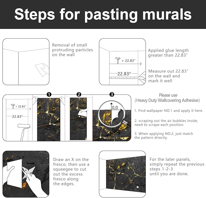 -Black and Gold Marbled Fabric Wallpaper Dark Abstraction Art Living Room Bedroom Bathroom Wall Mural- 137"x96"( not Peel and Stick)