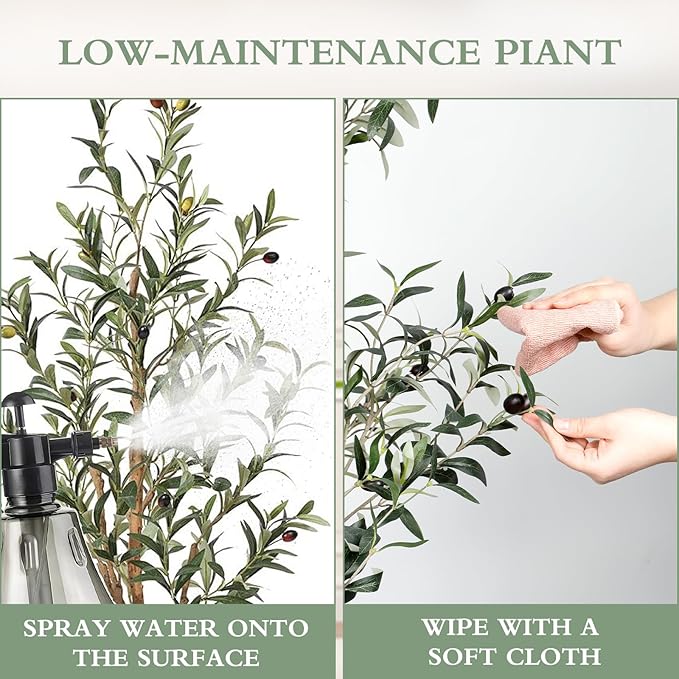 Artificial Olive Tree 5.4 ft, 65 Inch Faux Olive Tree with White Planter, Natural Olive Branches and Realistic Leaves for Modern Home Office Living Room Floor Decor
