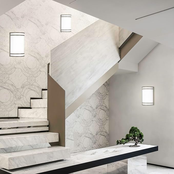 Indoor Wall Sconce, Half Cylinder Wall Light Fixture, 3000K 4000K 5000K Color Temperature Adjustable, Dimmable LED Modern Wall Light for Hallway Bedroom Living Room, Matt Black, 2 Pack