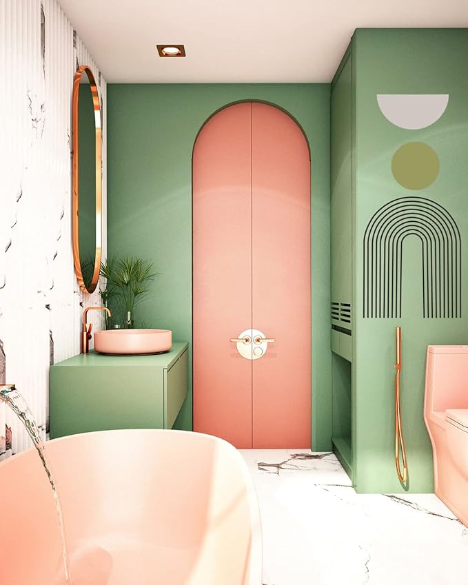 Arch Abstract Wall Art - Rainbow Wall Sticker, Modern Peel & Stick Decals for Bedroom, Living Room, Office