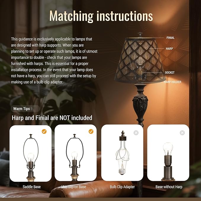 Small modern black gold lamp shades,metal boho scalloped lamp shade,Lamp shade replacement 5" top, 9" bottom, 7" high (Spider Fitter) lamp shades for table lamps and floor lamp,Unique arrow Etched