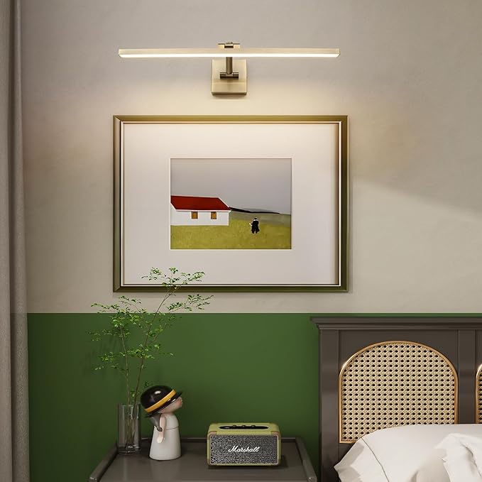 LED Modern Dimmable Picture Lights for Wall 23.62 Inch Hard-Wired Picture Frame Lights for Paintings Gallery Light with Adjustable Swing Arm Display Lights for Artwork,14W, Warm White Antique Bronze