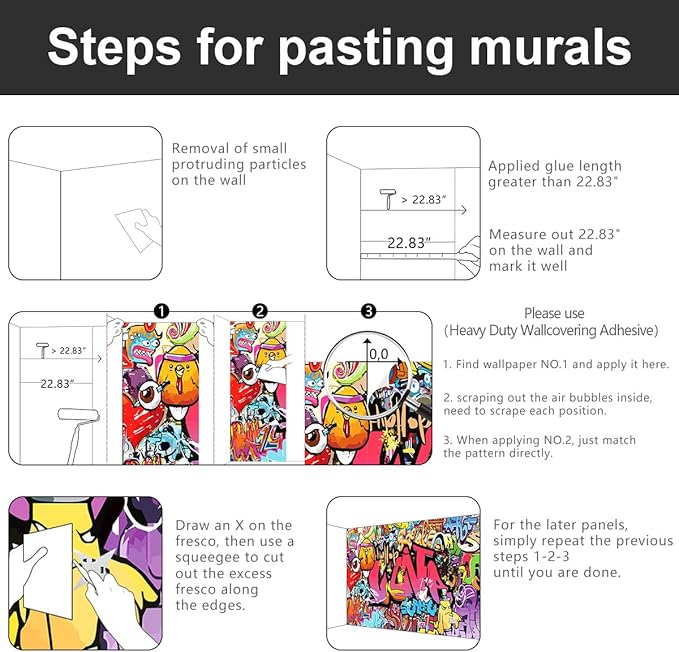 -Street Art Graffiti Wallpaper Fabric Wallpaper Living Room Bedroom Bathroom Boys Girls Children's Room Abstract Large Wall Mural- 137"x96"( not Peel and Stick)