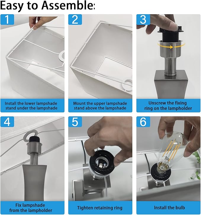 Table Lamp for Bedroom 3-Way Dimmable Touch Control Bedside Lamp with USB A+C Port & Outlet 21.6" Tall Nightstand Lamp for Living Room Bedroom Office and Hotel Bulb Included