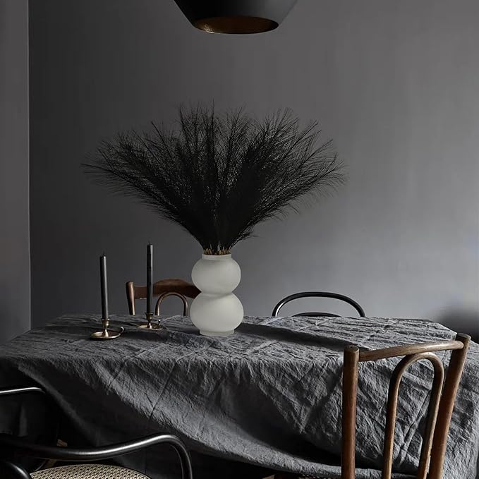 30 Pcs Pampas Grass Black Decor 21.7" Fluffy Faux Short Pampas Grass Artificial Small Pompas Grass Flower Vase Filler for Home Wedding Living Room Wall Party Decoration