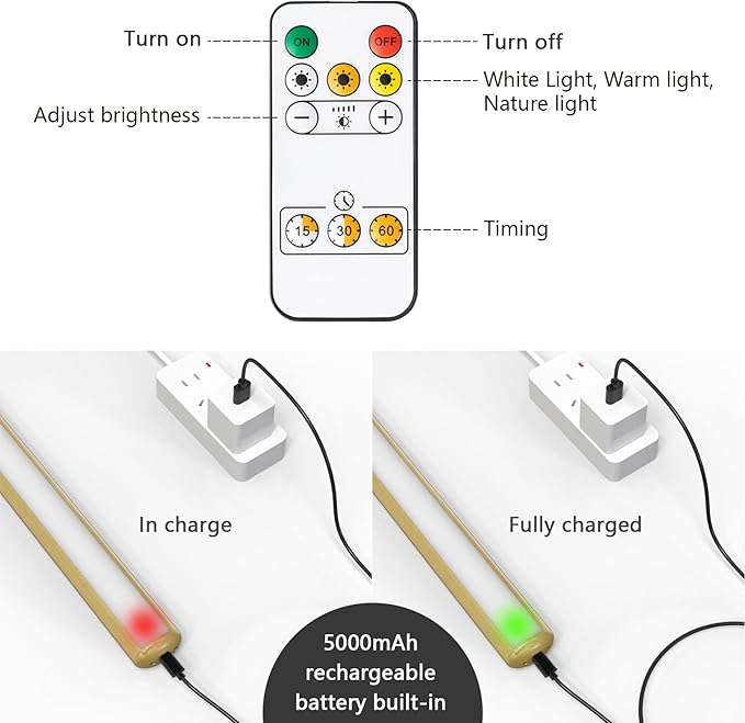 16inch 2 pack Picture Light with Remote Painting Light Dimmable Full Metal Led Picutre Light for Pictures Paintings Arts Dartboard Rechargeable Battery Operated Picture Lights on Wall 300LM